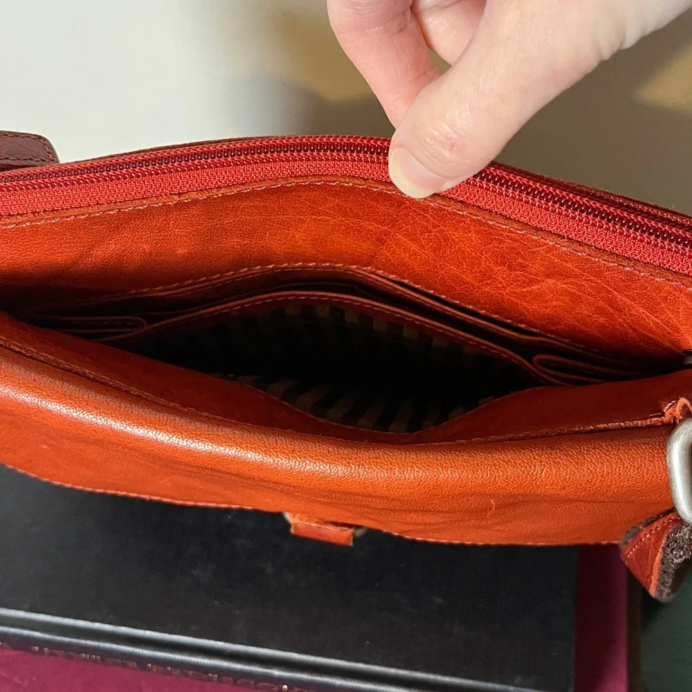 Jack Georges Genuine Leather Burnt Brown‎ Voyager Wallet on String Crossbody Bag